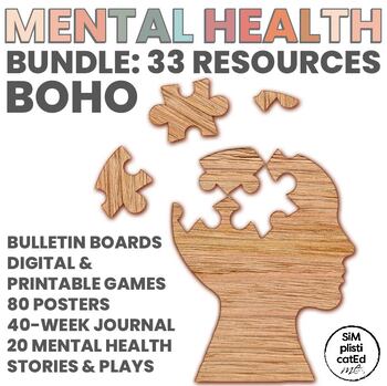 Preview of Mental Health | Bulletins, Games, Posters, Journal, Stories, Plays | BOHO MEGA
