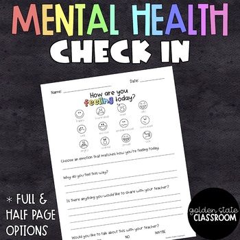 Preview of Mental Health Check In