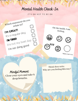Preview of Mental Health Check-In Freebie - It's ok not to be ok!