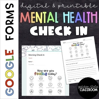 Preview of Mental Health Check In  |  Google Forms  |  Distance Learning