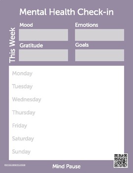 Preview of Mental Health Check in Weekly Tracking (data tracking)