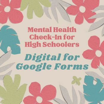 Preview of Mental Health Check-in for High School- Google Form, Counseling, SEL
