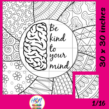 Preview of Mental Health Awareness Activities Collaborative Poster Art Be Kind to Your Mind