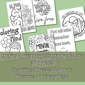 Preview of Mental Health Coloring Book- Brain Break - Early Finisher - Middle & High School