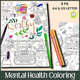 Mental Health Coloring Pages, SEL, Anxiety Relief, Growth Mindset