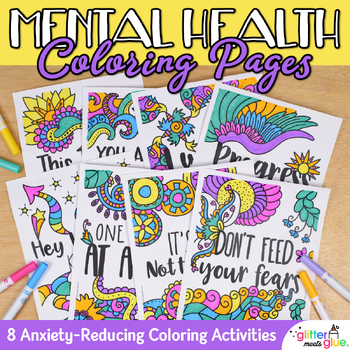 Preview of Mental Health Coloring Pages for Kids: 8 Exciting Designs for Fast Finishers