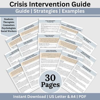 Preview of Mental Health Crisis Intervention Guide, Cheat Sheets Reference Sheets
