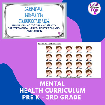 Preview of Mental Health Curriculum Pre K - 3rd Grade Activities and Tips