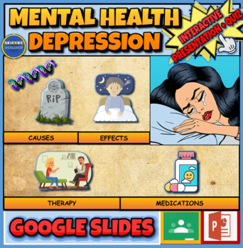 Preview of Mental Health: Depression: Interactive Google Slides + Printable Worksheet