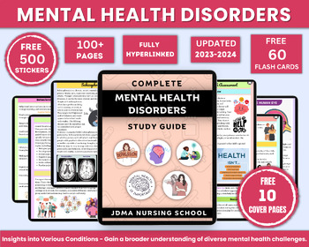 Preview of Mental Health Disorder Bundle with Flashcards or Stickers | Nursing Study Guide