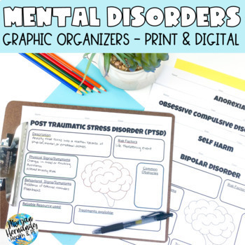Preview of Mental Health Disorders | Graphic Organizers & Project