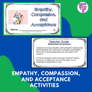Preview of Mental Health Empathy, Compassion, and Acceptance Activities and Tips