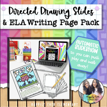 Preview of Mental Health Happy Brain Directed Drawing Automatic PPT |ELA Writing Pages