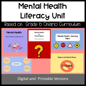 Preview of Mental Health Literacy Unit- Digital and Printable