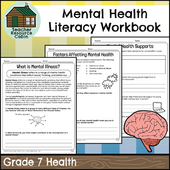 Preview of Mental Health Literacy Workbook (Grade 7 Health)