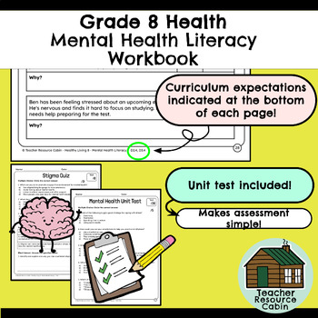 mental health literacy workbook grade 8 ontario health 2019 tpt