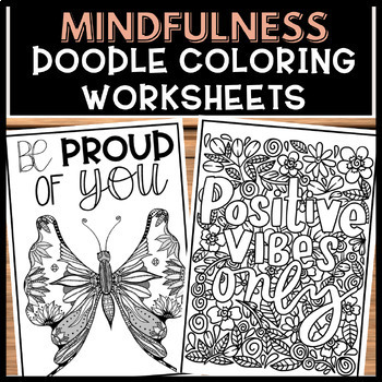 Preview of  Mental Health Mindfulness Coloring Page Doodle NO PREP 