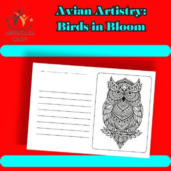 Preview of Mental Health Mindfulness zen, birds Coloring Page & write