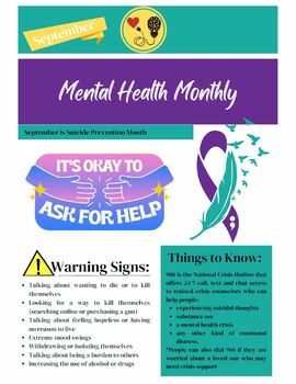 Preview of Mental Health Newsletter: Suicide Prevention (September)