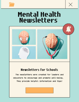 Preview of Mental Health Newsletter for Schools