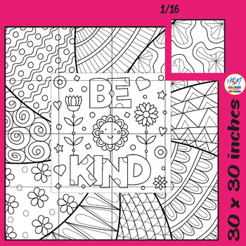 Preview of World Kindness Collaborative Project Poster - Be Kind Mental Health Class Decor