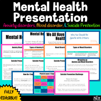 Preview of Mental Health Presentation / 8-12th Grade / Mood / Anxiety / Suicide Prevention