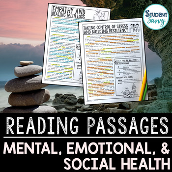 Preview of Mental Health Awareness Month Reading Comprehension Passages Activities SEL