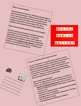 Preview of Mental Health Reading passages and writing sheets⭐⭐⭐⭐⭐