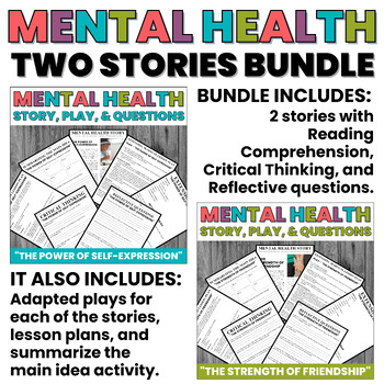 Preview of Mental Health Stories | Expression and Friendship | Upper Grades BUNDLE
