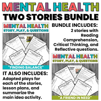 Preview of Mental Health Stories | Finding Balance and Friendship | Upper Grades BUNDLE