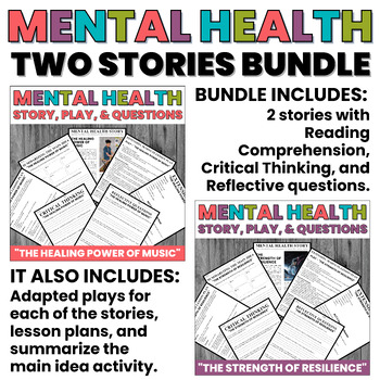 Preview of Mental Health Stories | Music and Resilience | Middle School and Up BUNDLE