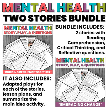 Preview of Mental Health Stories | Resilience and Change | Middle School and Up BUNDLE