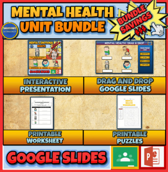 Preview of Mental Health: Unit Bundle: Presentation| Drag & Drop | Puzzles | Worksheets
