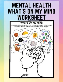 Preview of Mental Health-What's On My Mind Worksheet