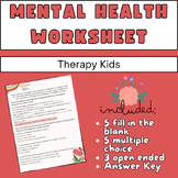 Mental Health-Worksheet-Quiz-Fill in the blank-Multiple Ch