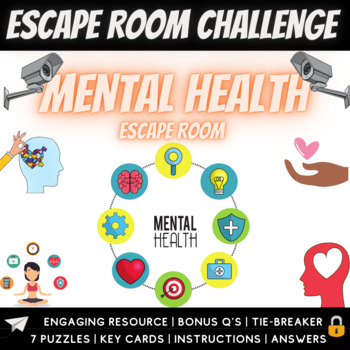 Preview of Mental Health and Wellbeing (inside and out) Wellness Self Care Escape Room SEL