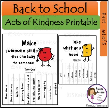 Mental Health check in, Kindness Poster Tabs/Slips, Back to School Poster