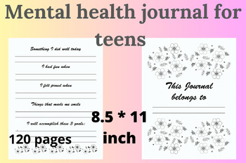 Preview of Mental Health journal For teens