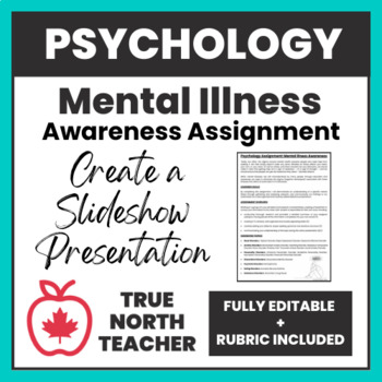 Preview of Mental Illness Awareness | Psychology Assignment w/ Rubric | HSP3U | HSP3C
