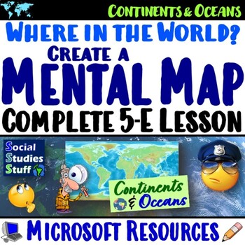 Preview of Mental Mapping Continents and Oceans 5E Lesson | Where in the World? | Microsoft