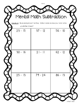 mental math 2 digit addition and subtraction worksheet packet by 4