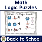 Back To School Math Logic Problems Printable & Digital