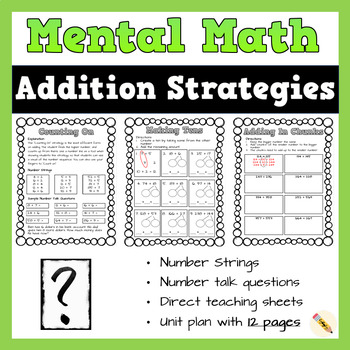 Preview of Mental Math and Number Talks Addition Strategies and Worksheets