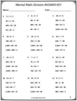 Mental Math Division - Dividing with Multiples of 10 by NewEnglandTeacher