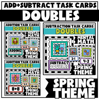 Preview of Mental Math {Doubles} Addition and Subtraction within 40 Task Cards