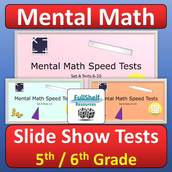 Preview of Mental Math Fluency Practice Tests 5th 6th Grade NO PREP