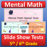 Mental Math Fluency Practice Tests 5th 6th Grade NO PREP