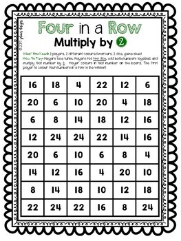 four in a row multiplication dice game by jdeacs designs tpt
