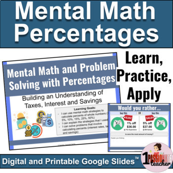 Preview of Mental Math | Percentages | Digital and Printable | Lesson and Activities