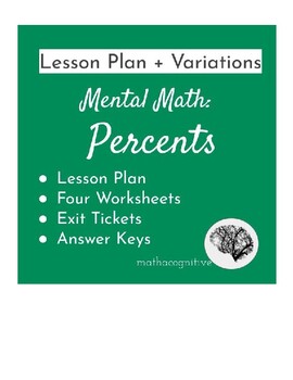 Preview of Mental Math Percents: Lesson Plan + Student Work + More - 6.RP.A.3, 7.RP.A.3